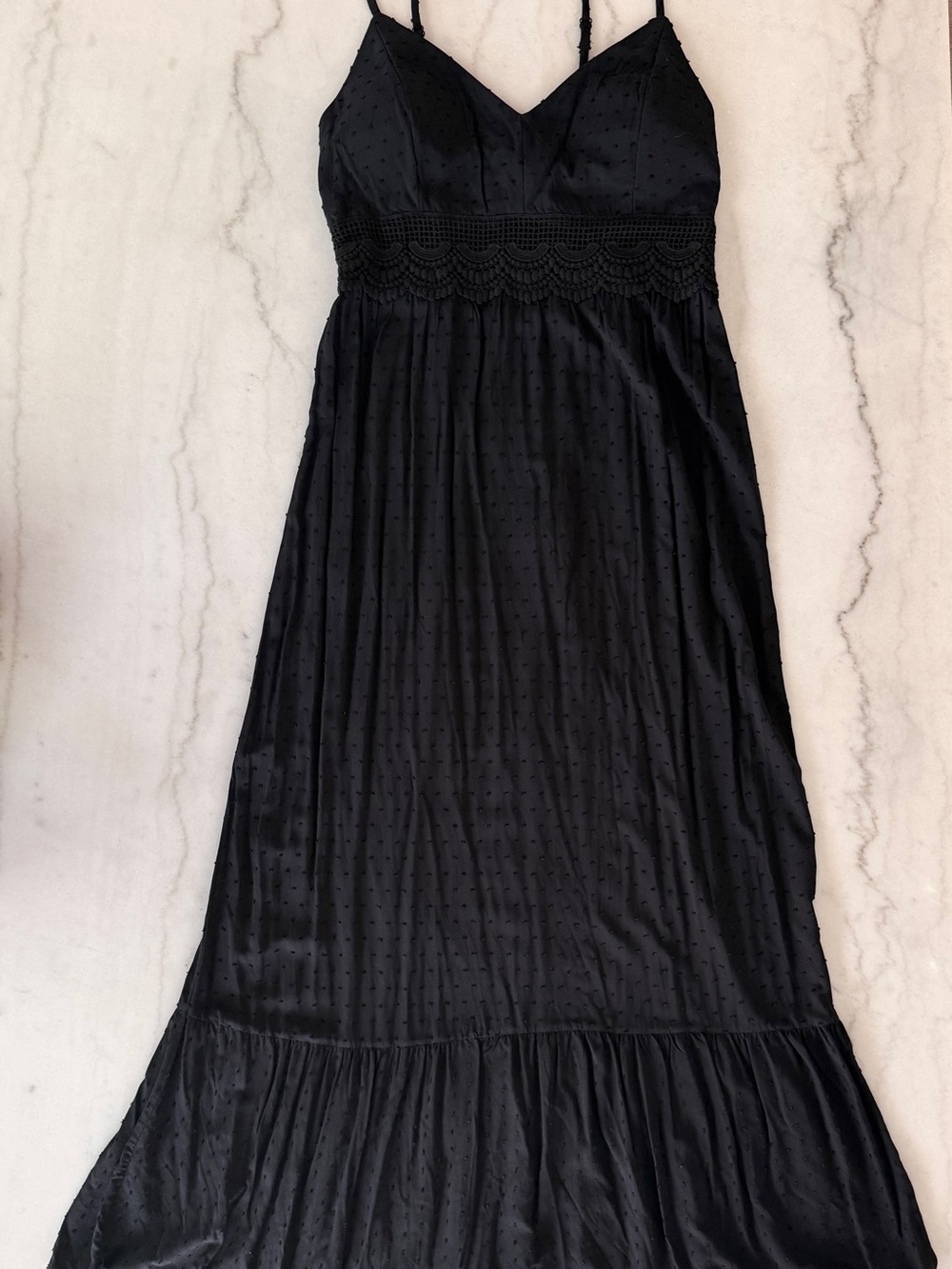 Lily Rose Black Maxi Dress with Crochet Waist